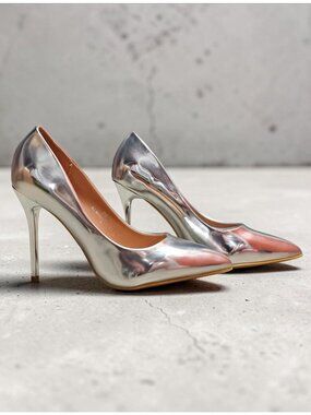Silver Metallic Pointed Toe Stiletto Heels